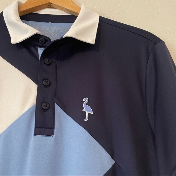 Tailorbyrd Sport Blue Geometric Golf Polo Short Sleeve Performance Shirt Size M - Picture 3 of 6